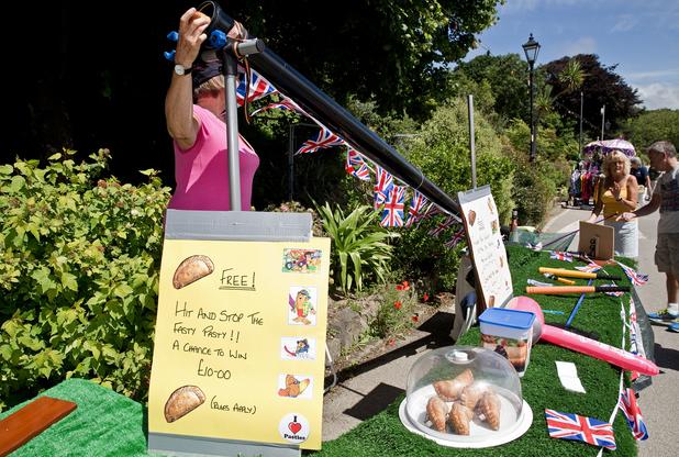 Plenty of stalls including 'Splat the Pasty' at Hayle Celebration Day 2016 Plenty of stalls including 'Splat the Pasty' at Hayle Celebration Day 2016
